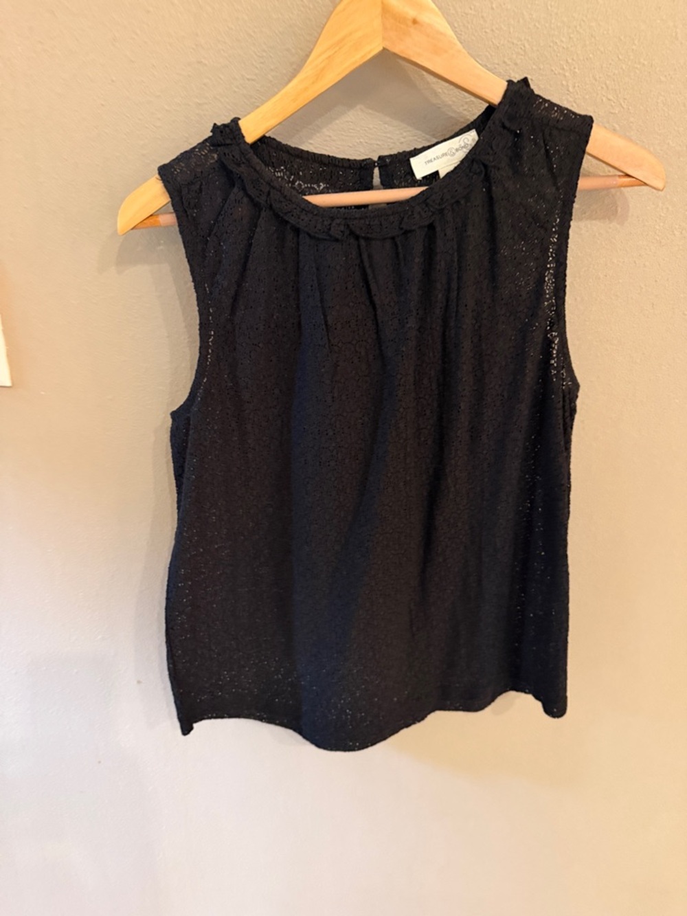 Treasure & Bond Black Sleeveless Braided Neck Shell